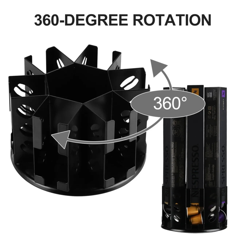 Nespresso kapszulatartó, 40 kapszula kapacitás, 360° forgó kijelző, bár/kávézó számára