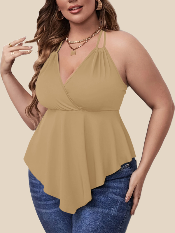 Sling-stílusú top, bő szabás, poliészter–elasztán keverék, hátul nyitott, hossz 50–65 cm