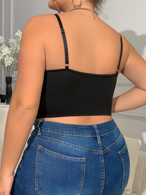 Nėrinių topas su palaikymu po krūtine, grandininės petnešos, trumpas modelis, poliesteris