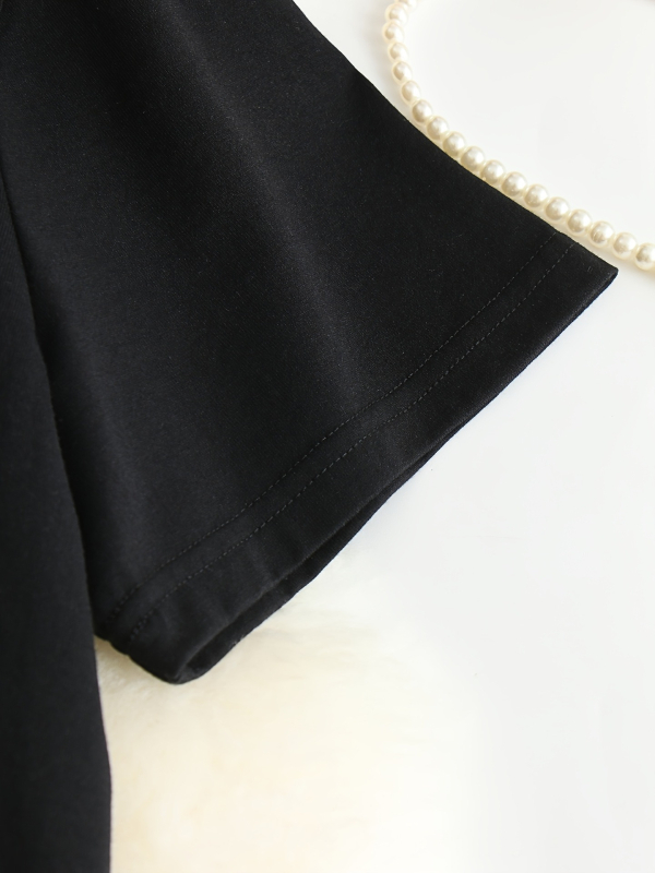 Női pamut T-shirt lazán szabott, kerek nyakú, rövid ujjú, nyomtatás, 90–95% pamut