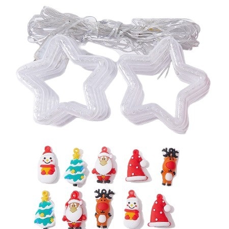 Karácsonyi függönyvilágítás ötágú csillag formában, 120 LED, 220V, IP55, 3000K, 2000 lm