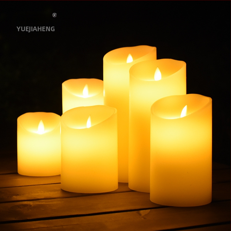 LED elektroniskā svece, parafīna vasks un ABS, cilindriska forma, liešanas process, drukāts logotips