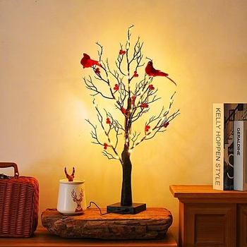 LED karácsonyfa fény – meleg piros madár motívummal, akkumulátor + USB tápegység, bemeneti 4,5V, IP43, élettartam 50 000 óra