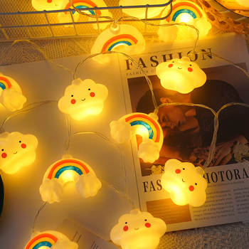 LED sor csillagokkal, felhőkkel és szivárvánnyal a gyerekek szobájába – 123 LED, 5500K, elemről működik, dimmálható, kézi vezérlés