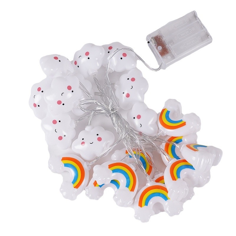 LED sor csillagokkal, felhőkkel és szivárvánnyal a gyerekek szobájába – 123 LED, 5500K, elemről működik, dimmálható, kézi vezérlés