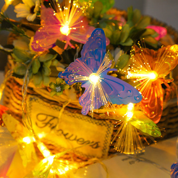 Ηλιακός LED νήμα με πεταλούδα από ίνες, 20 LED, 3000K, χειροκίνητος έλεγχος, εξωτερική διακόσμηση αυλής
