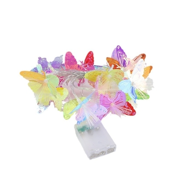 Ηλιακός LED νήμα με πεταλούδα από ίνες, 20 LED, 3000K, χειροκίνητος έλεγχος, εξωτερική διακόσμηση αυλής