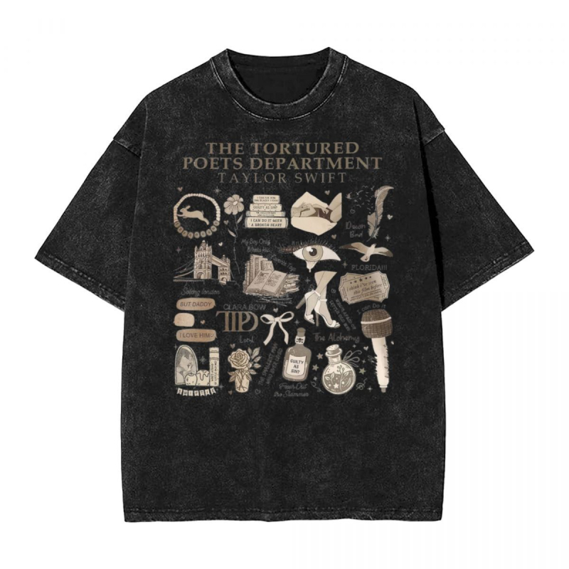 Szabadidős póló laza szabású, nyomtatott mintával, 95% pamut