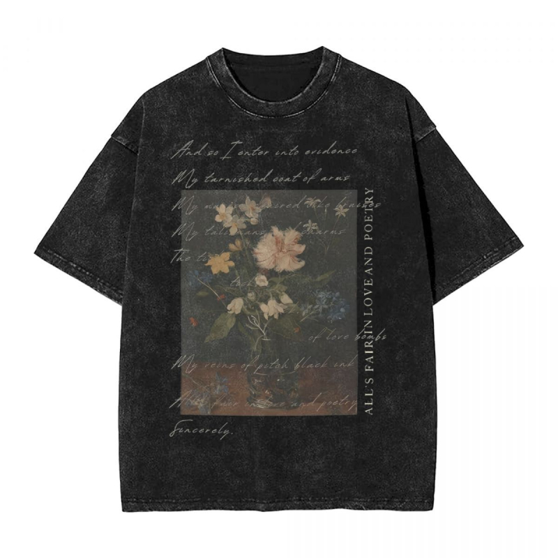 Szabadidős póló laza szabású, nyomtatott mintával, 95% pamut