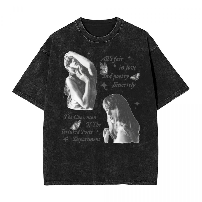 Szabadidős póló laza szabású, nyomtatott mintával, 95% pamut