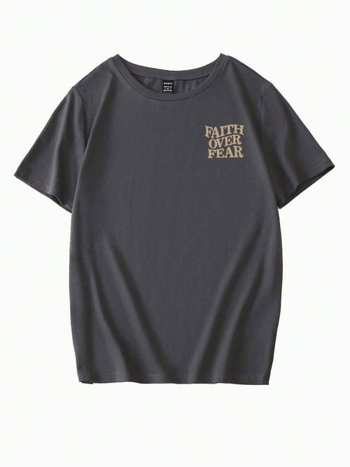 Hook On You T-shirt με γραφικό αγγλικής φράσης, βαμβάκι, στρογγυλή λαιμόκοψη, κοντά μανίκια, εκτύπωση θερμής μεταφοράς