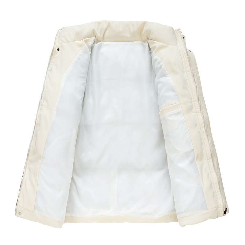 Plusz méretű kültéri pamut-párnázott kabát cipzárral, vast téli kabát, levehető gallér, oldalsó zsebek, poliészter töltet