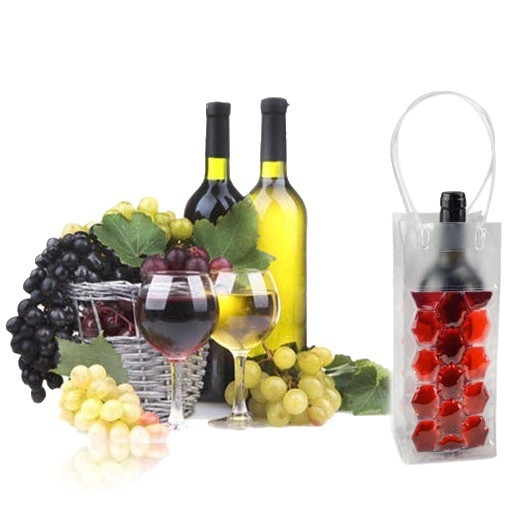 Nešiojama sulankstoma šaldymo kišenė vyno butelei su gelio užpildymu ir kuekandilise dizainu; pritaikomas dvigubo sluoksnio storis
