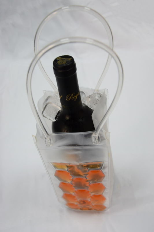 Nešiojama sulankstoma šaldymo kišenė vyno butelei su gelio užpildymu ir kuekandilise dizainu; pritaikomas dvigubo sluoksnio storis