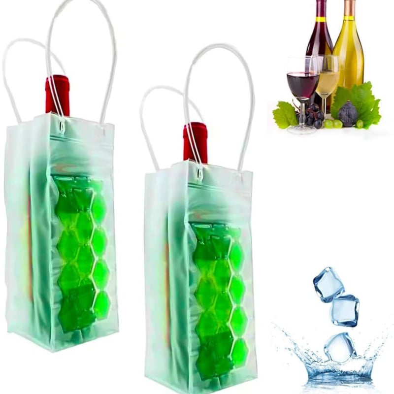 Nešiojama sulankstoma šaldymo kišenė vyno butelei su gelio užpildymu ir kuekandilise dizainu; pritaikomas dvigubo sluoksnio storis