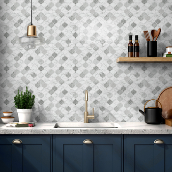 Σετ αυτοκόλλητων τοίχου από PVC — αδιάβροχα, ανθεκτικά σε υγρασία και λίπος, αντιβρωμιάς; τετράγωνο σχέδιο; 5+ τεμάχια; μοντέρνο μινιμαλιστικό στυλ