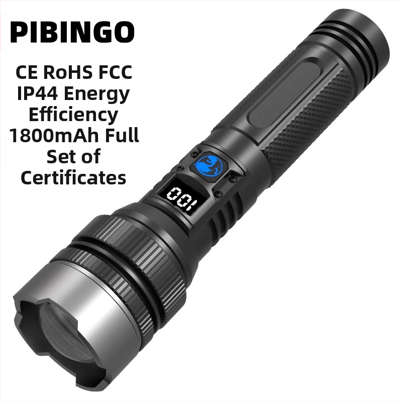 Rankinis LED žibintuvas su reguliuojamu fokusu, 10W LED, 800 lm, skaitmeninis ekranas, 18650 baterija