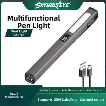 LED pieštuko šviestuvė su USB-C įkrovimu, techninės priežiūros darbo šviesa lauke, 3W, 120lm, 400mAh, ABS korpusas