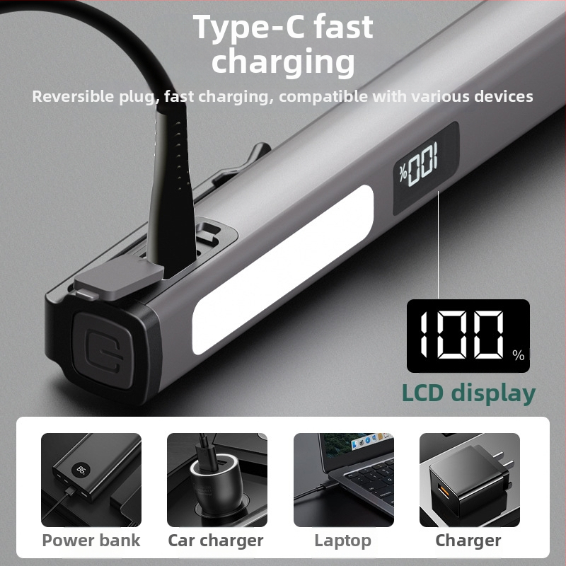 LED писалка-фенер с USB-C зареждане, ремонтна светлина за външна употреба, ABS корпус, 3W, 120lm, 400mAh