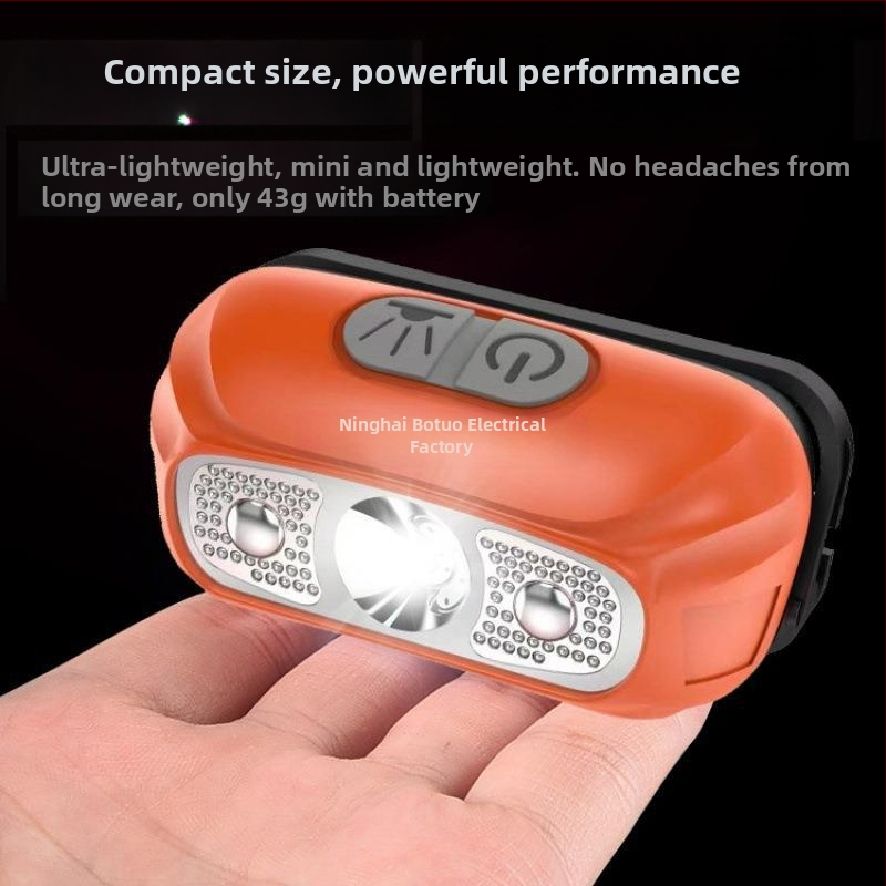 LED čelovka 5W, 800 mAh batéria, nabíjateľná, ručné generovanie energie, dosah až 500 m, ABS telo
