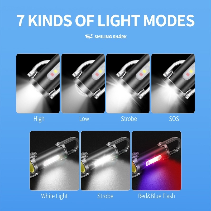 Kulcstartó zseblámpa – LED, újratölthető, kézi energiatermelés, multifunkcionális, logó nyomtatás elérhető