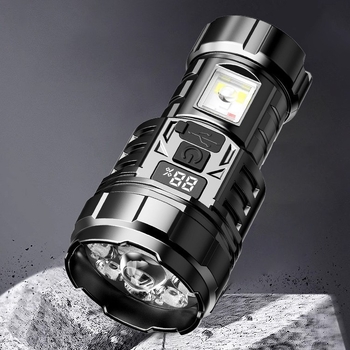 Φακός LED φορητός, επαναφορτιζόμενος, ισχύς έως 5W, μπαταρία 400 mAh, εμβέλεια 100–200 m, κρίκος για κλειδιά και πολυλειτουργικός σχεδιασμός, κατάλληλος για πεζοπορία, κατασκήνωση και ανάγκες έκτακτης κατάστασης