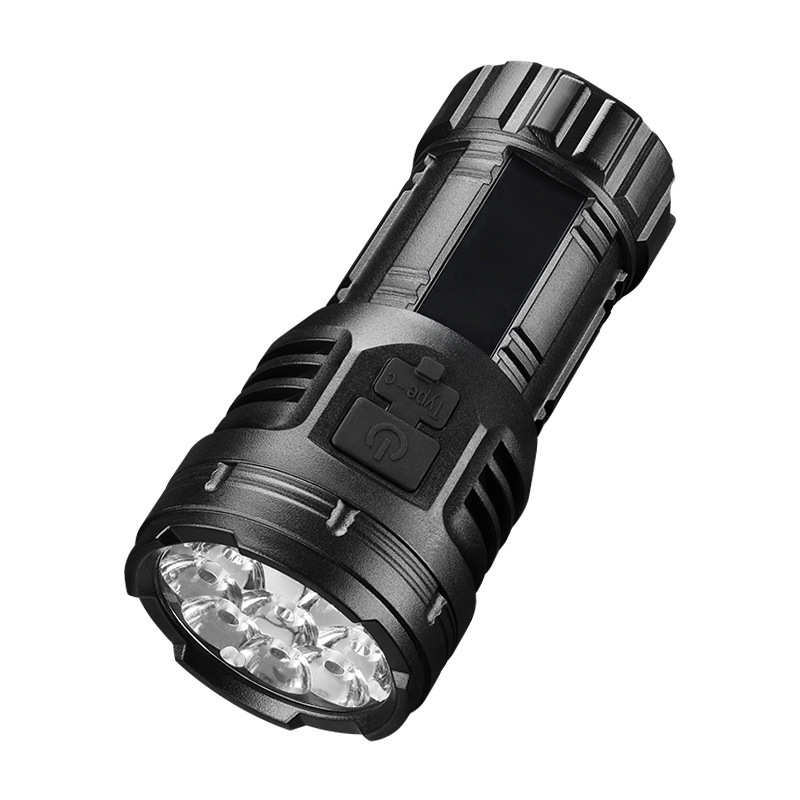 Hordozható LED zseblámpa, újratölthető, akár 5W, 400 mAh akkumulátor, hatótáv 100–200 m, kulcstartóval és többfunkciós kialakítással, túrázásra, kempingezésre és sürgősségi felhasználásra