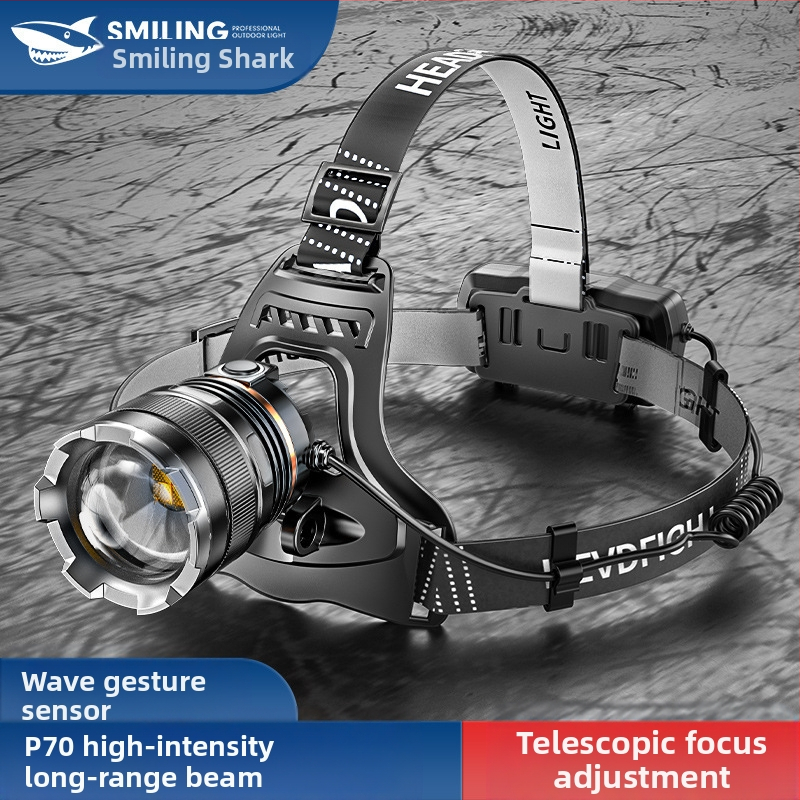 Smiling Shark LED челна лампа, алуминиева сплав, 4400mAh презареждаема батерия, обхват 100–200 м, LED светлинен източник