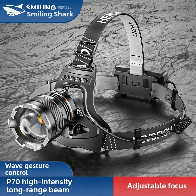 Smiling Shark LED челна лампа, алуминиева сплав, 4400mAh презареждаема батерия, обхват 100–200 м, LED светлинен източник