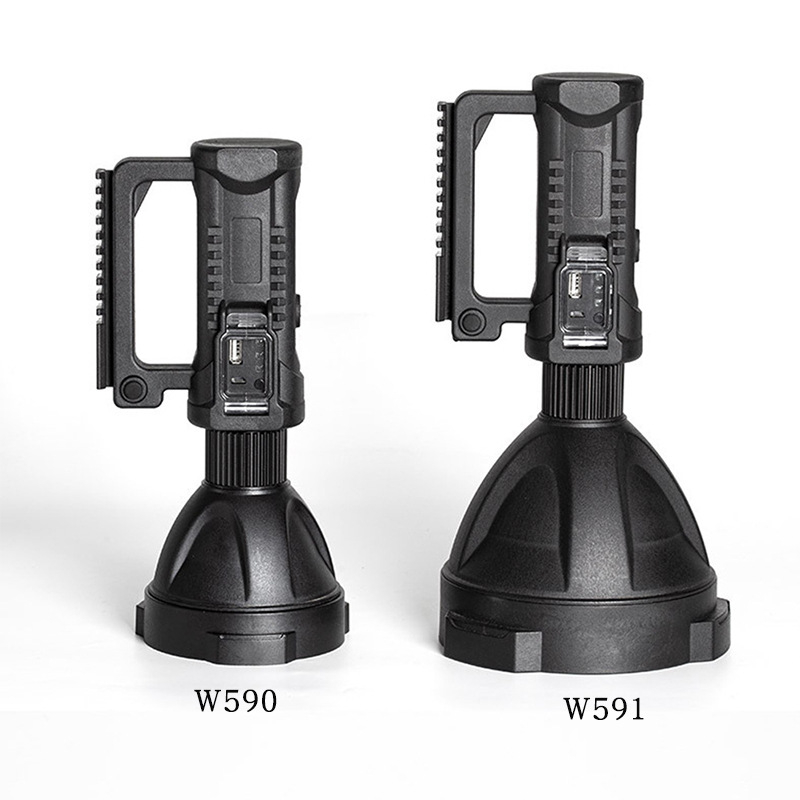 LED hordozható keresőlámpa, USB töltéses, 8000mAh, 30W, 360° forgás, kültéri vízálló vészvilágítás