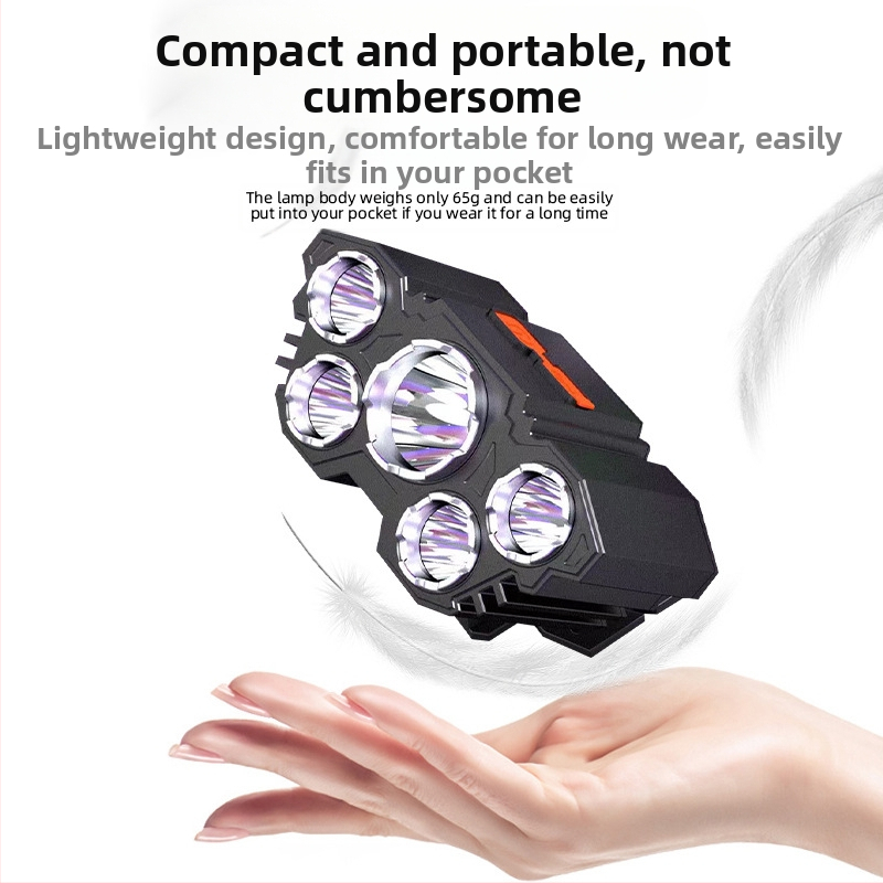 5 LED galinė žibintuvėlis, įkraunamas, 10W, atsparus vandeniui, diapazonas 100–200 m