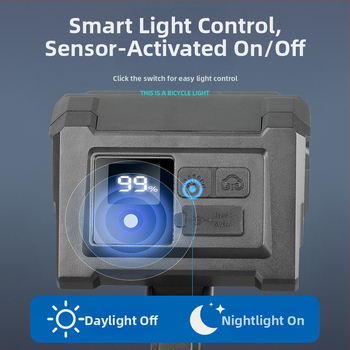 Shark Dragon priekine dviračio lemputė – išmanus šviesos jutiklis, USB įkrovimas, skaitmeninis ekranas, tinka naktiniam važiavimui keliu ir kalnuose