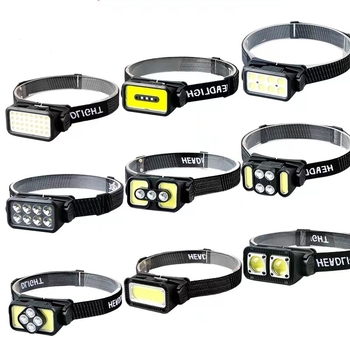 Galvos žibintas su COB LED, USB įkrovimas, 30 W, 1200 mAh, spindulys 200–500 m, kempingui ir lauko veiklai