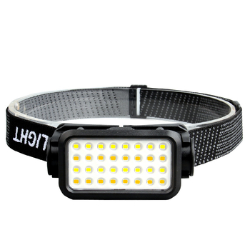 Galvos žibintas su COB LED, USB įkrovimas, 30 W, 1200 mAh, spindulys 200–500 m, kempingui ir lauko veiklai