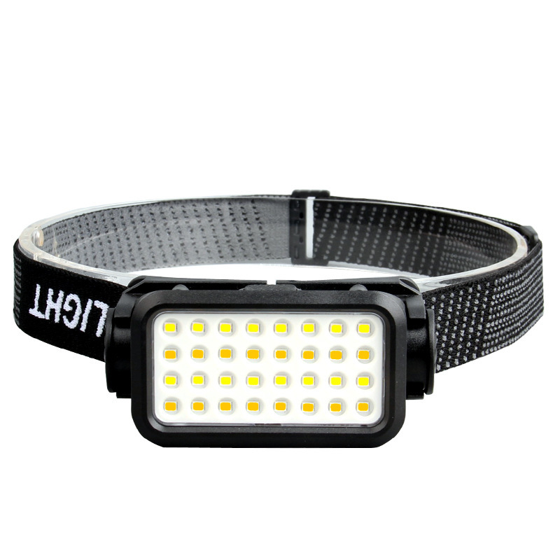 Galvos žibintas su COB LED, USB įkrovimas, 30 W, 1200 mAh, spindulys 200–500 m, kempingui ir lauko veiklai