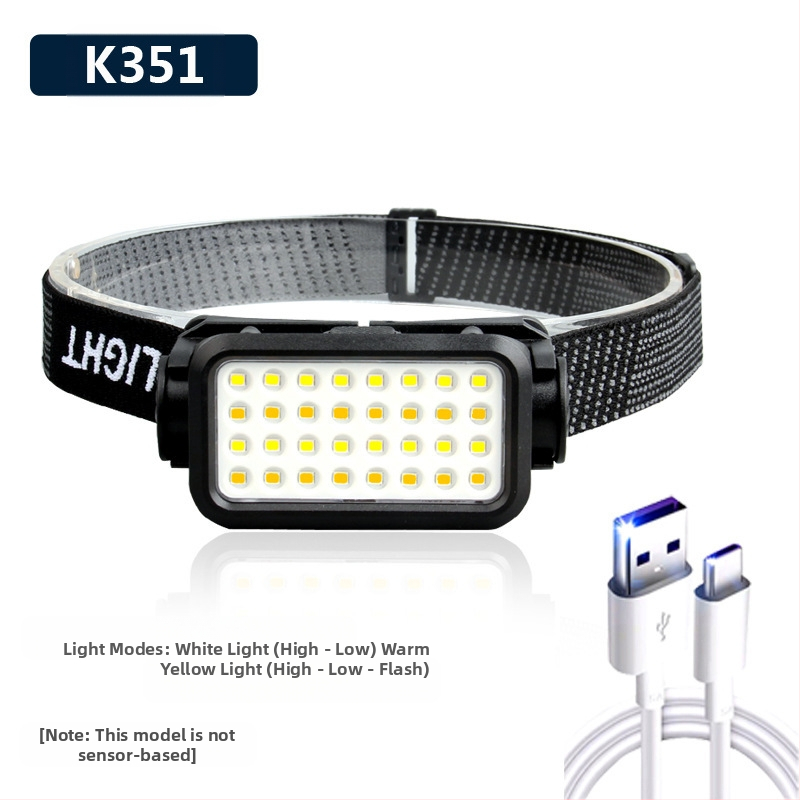 Galvos žibintas su COB LED, USB įkrovimas, 30 W, 1200 mAh, spindulys 200–500 m, kempingui ir lauko veiklai