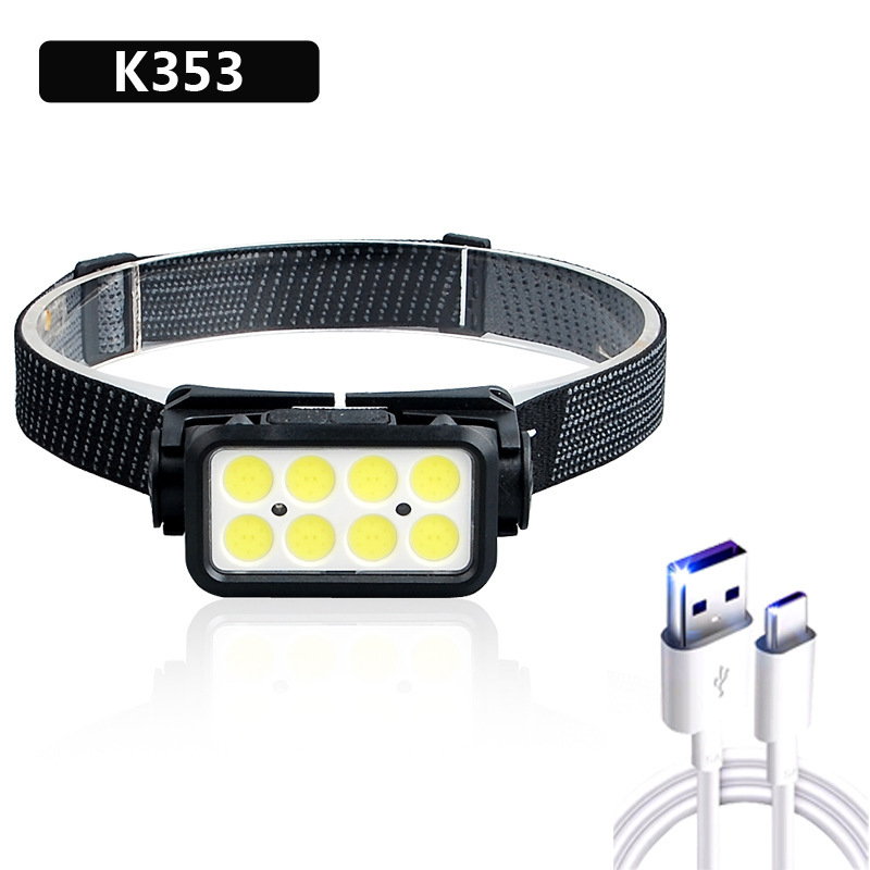 Galvos žibintas su COB LED, USB įkrovimas, 30 W, 1200 mAh, spindulys 200–500 m, kempingui ir lauko veiklai