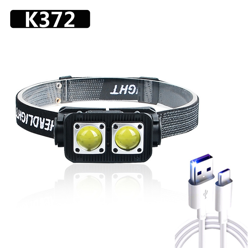 Galvos žibintas su COB LED, USB įkrovimas, 30 W, 1200 mAh, spindulys 200–500 m, kempingui ir lauko veiklai