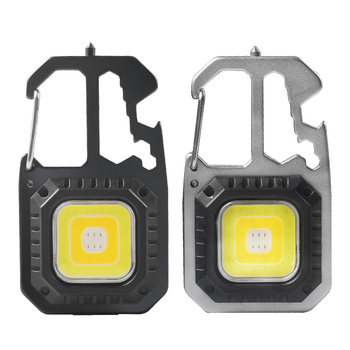 Vanjska prenosna lampica za ključevima, višefunkcionalno nužno osvjetljenje i radno svjetlo, COB LED, 3W, punjiva, kućište od aluminija + ABS, baterija 400 mA, domet 100–200 m