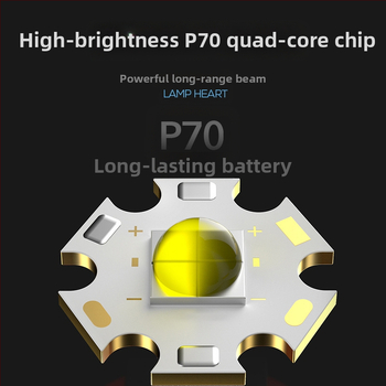 P70 εξωτερικός LED φακός με υψηλή φωτεινότητα, τηλεσκοπικό ζουμ, επαναφορτιζόμενο αλουμινένιο σώμα