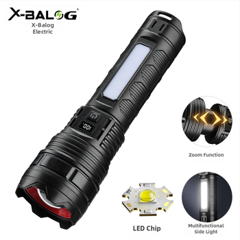 Bolon LED фенер USB-C зареждане, 2400mAh батерия, ръчно задвижване, въртящ се на 360°