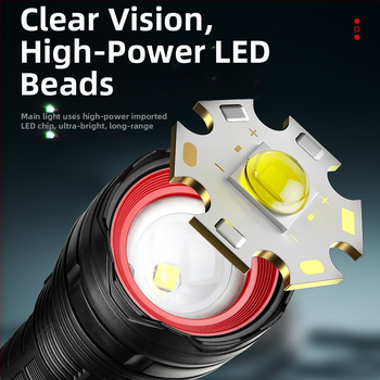 Bolon LED φακός με USB-C φόρτιση, 2400mAh μπαταρία, χειροκίνητη λειτουργία, κεφαλή 360° περιστρεφόμενη