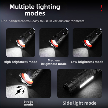 Bolon LED φακός με USB-C φόρτιση, 2400mAh μπαταρία, χειροκίνητη λειτουργία, κεφαλή 360° περιστρεφόμενη