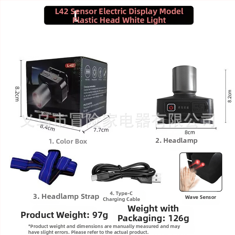 LED čelna svjetiljka, 10W, USB punjiva, 800mAh, za vanjsku upotrebu