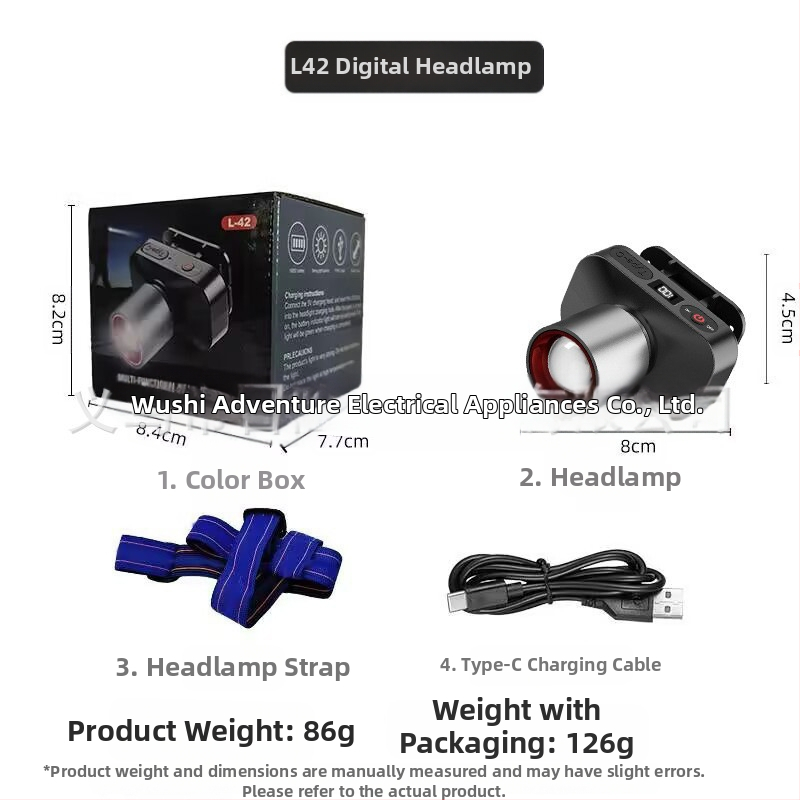 LED čelna svjetiljka, 10W, USB punjiva, 800mAh, za vanjsku upotrebu