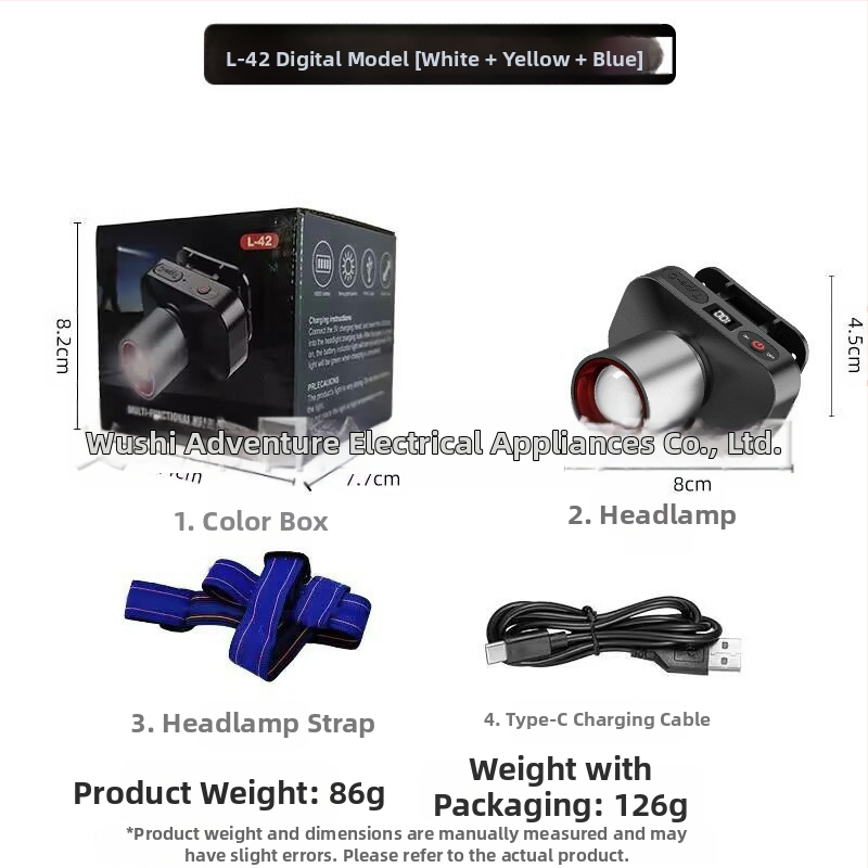 LED čelna svjetiljka, 10W, USB punjiva, 800mAh, za vanjsku upotrebu