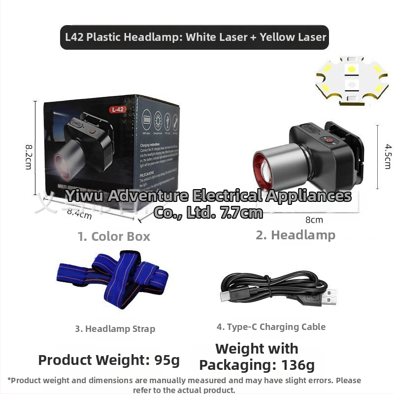 LED čelna svjetiljka, 10W, USB punjiva, 800mAh, za vanjsku upotrebu