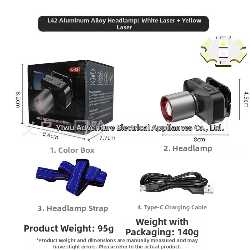 LED čelna svjetiljka, 10W, USB punjiva, 800mAh, za vanjsku upotrebu