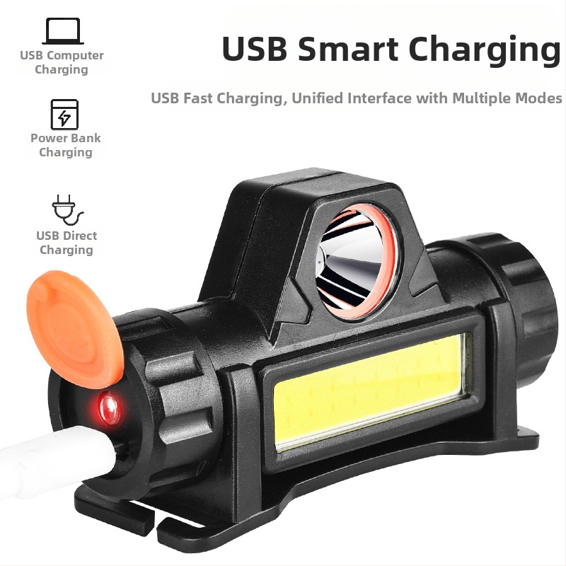 Čelovka s magnetickým COB dvojitým svetelným zdrojom, nabíjateľná, 10W, 1200 mAh, dosah 100–200 m