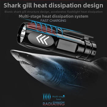 Φακός LED με USB φόρτιση, φορητός εξωτερικός, χειροκίνητη παραγωγή ενέργειας, 1200 mAh, εμβέλεια 200-500 m